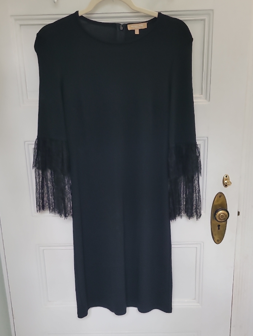 Michael Kors Collection Black Lace Sleeve Shift Dress Size 2 XS Elegant Classic - Picture 4 of 9